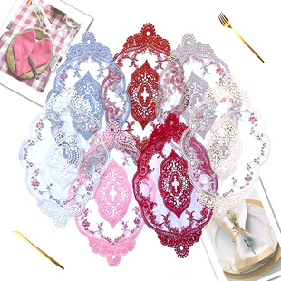 蕾丝绣花布片水溶花朵餐桌布台布欧式布艺茶几椭圆形抱枕垫子刺绣