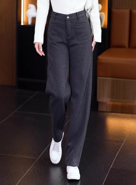 今年流行特惠黑灰色休闲窄版阔腿裤女秋冬2025年新款垂感百搭高
