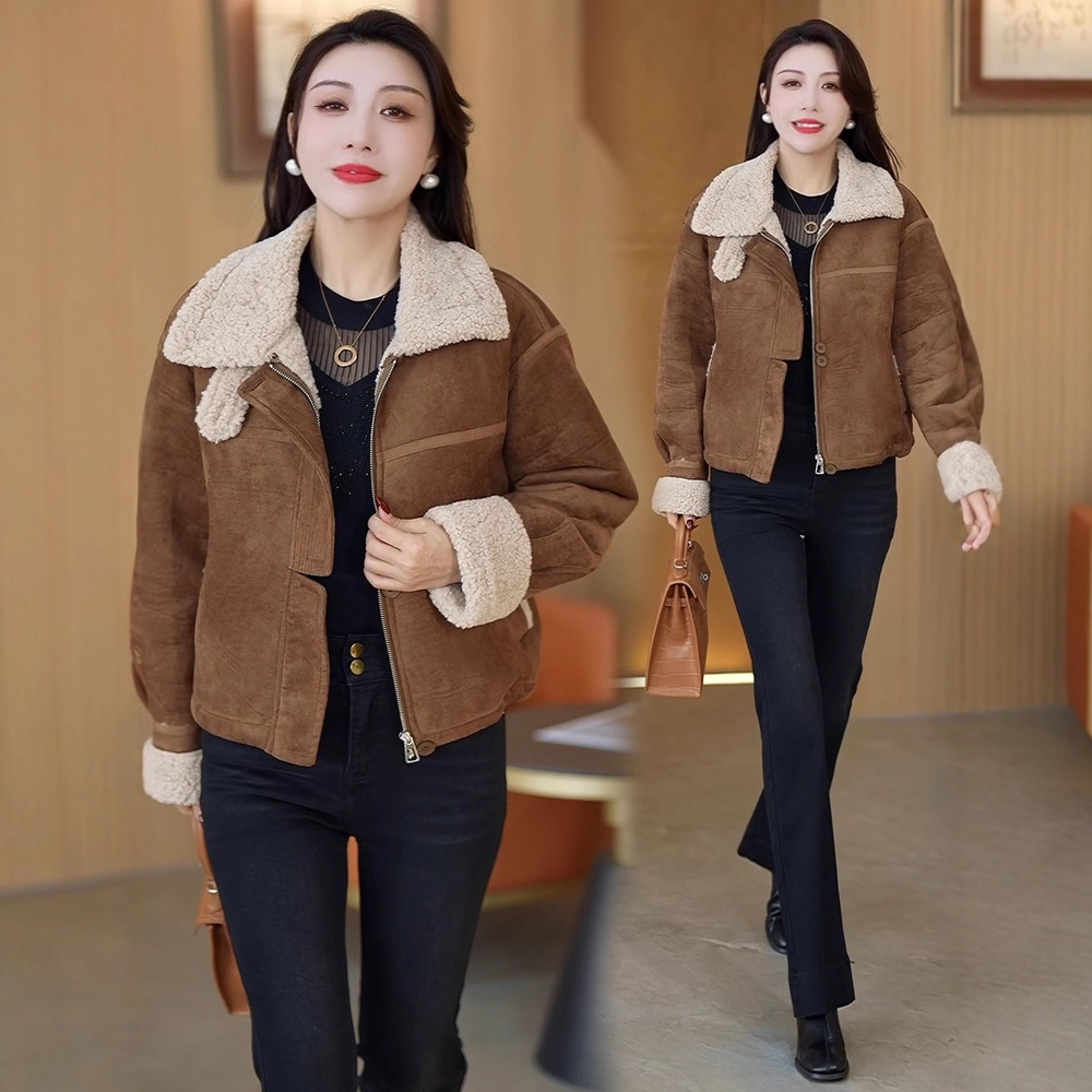 今年流行特惠巨好看的初冬外套2025新款洋气女装今年流行加绒麂皮