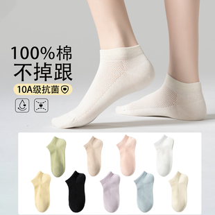 短袜女纯棉夏薄款网眼透气袜子纯色短筒全棉袜子夏季百搭学生女士