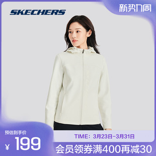 斯凯奇女连帽针织外套加绒触感细腻舒适百搭