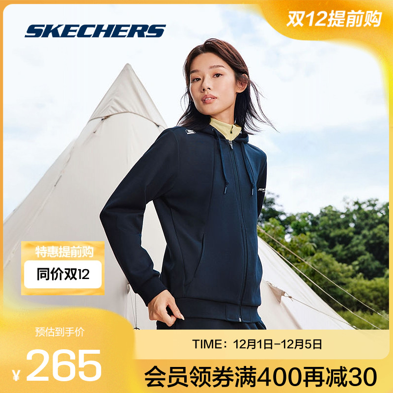 斯凯奇女子针织连帽外套舒适时尚