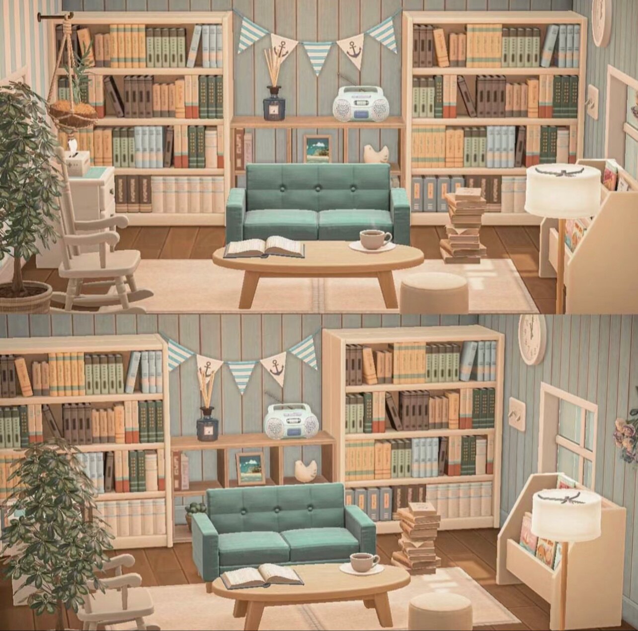 switch 动森一楼小房间蓝色书房自习室27件室内家具送货上门