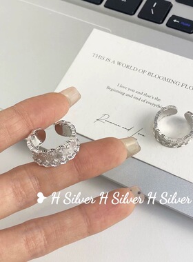 S925纯银时尚中古风蕾丝戒指