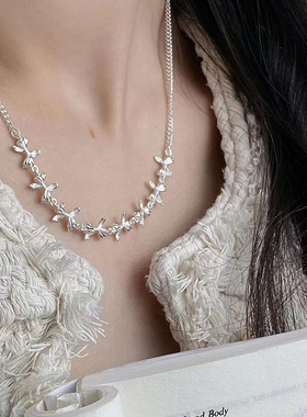 通体925银蝴蝶结气质款项链