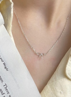 通体925银蝴蝶结小香风项链