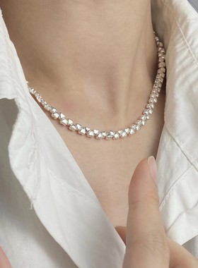 通体S925纯银轻奢风爱心项链手链