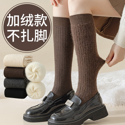 加绒款袜子女羊毛冬天保暖护脚踝