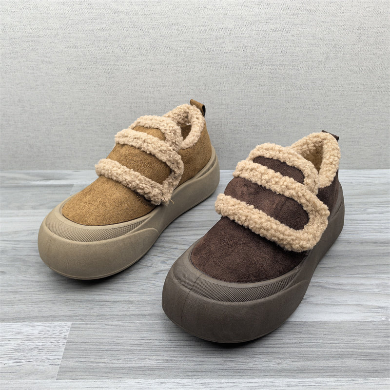 25新款厚底复古棉鞋女款毛口鞋加绒保暖百搭休闲冬季厚底面包鞋,女鞋,时尚休闲鞋,淘宝优惠券,粉丝福利购,淘宝优惠卷