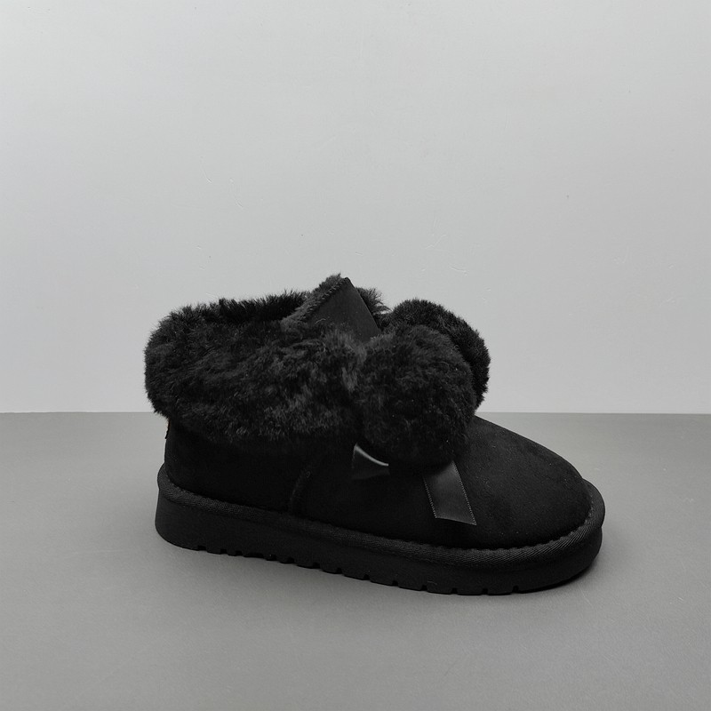 2025冬季尾货处理新款真皮女棉靴短筒加绒松糕底雪地靴毛球款,女鞋,时尚雪地靴,淘宝优惠券,粉丝福利购,淘宝优惠卷