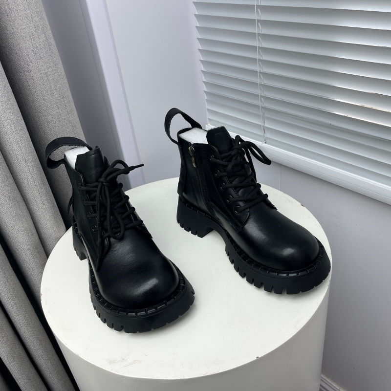 25尾货断码处理女鞋真皮短筒马丁靴低跟保暖加绒棉靴英伦风牛皮