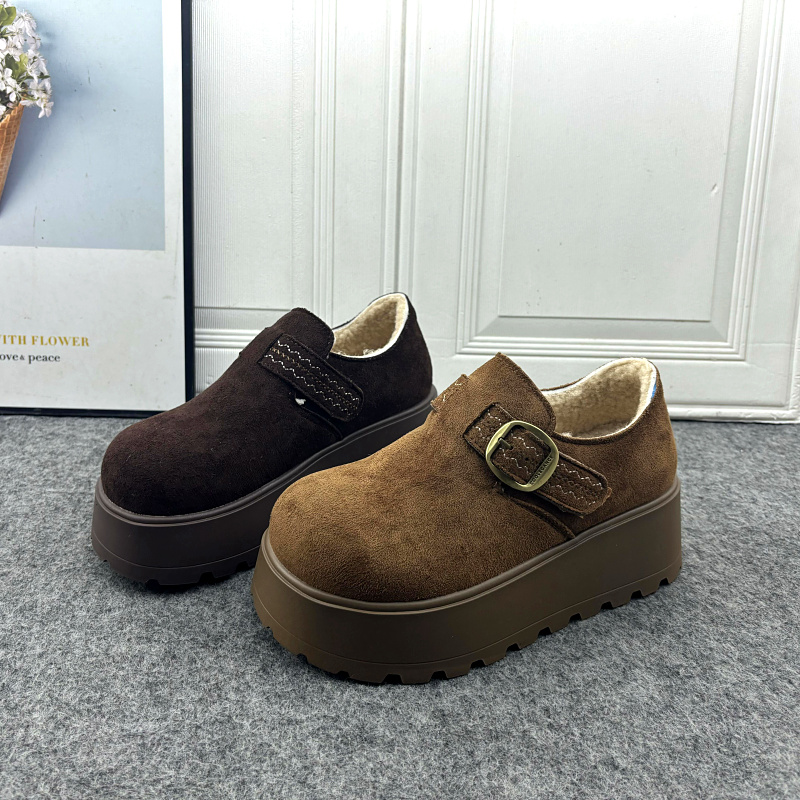 复古增高厚底保暖加绒舒适套脚