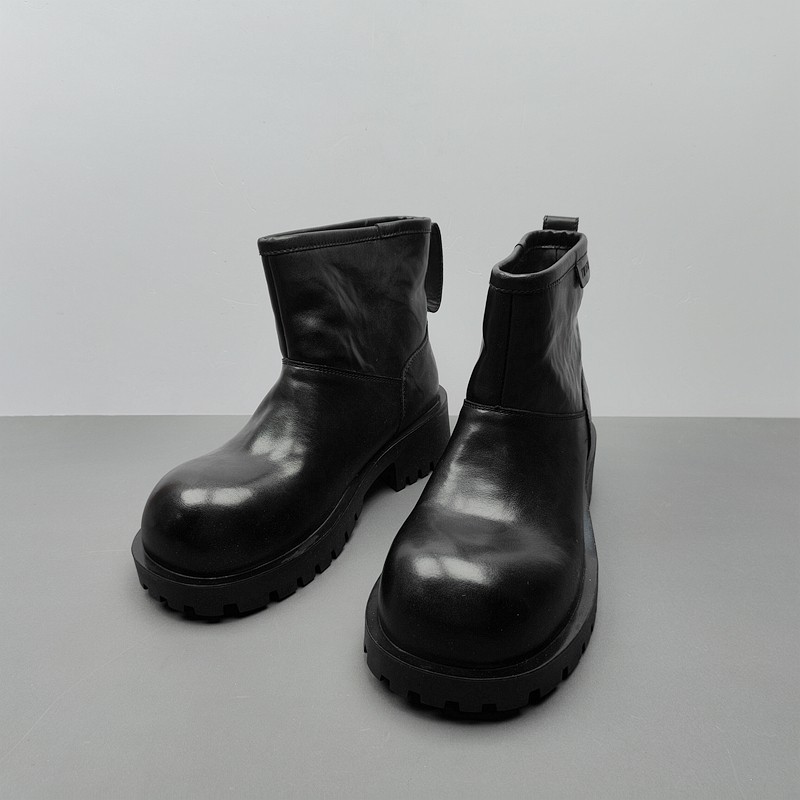 新款撤柜尾货女鞋圆头真皮牛皮平底套筒通勤黑色小众女短靴35码,女鞋,切尔西靴,淘宝优惠券,粉丝福利购,淘宝优惠卷