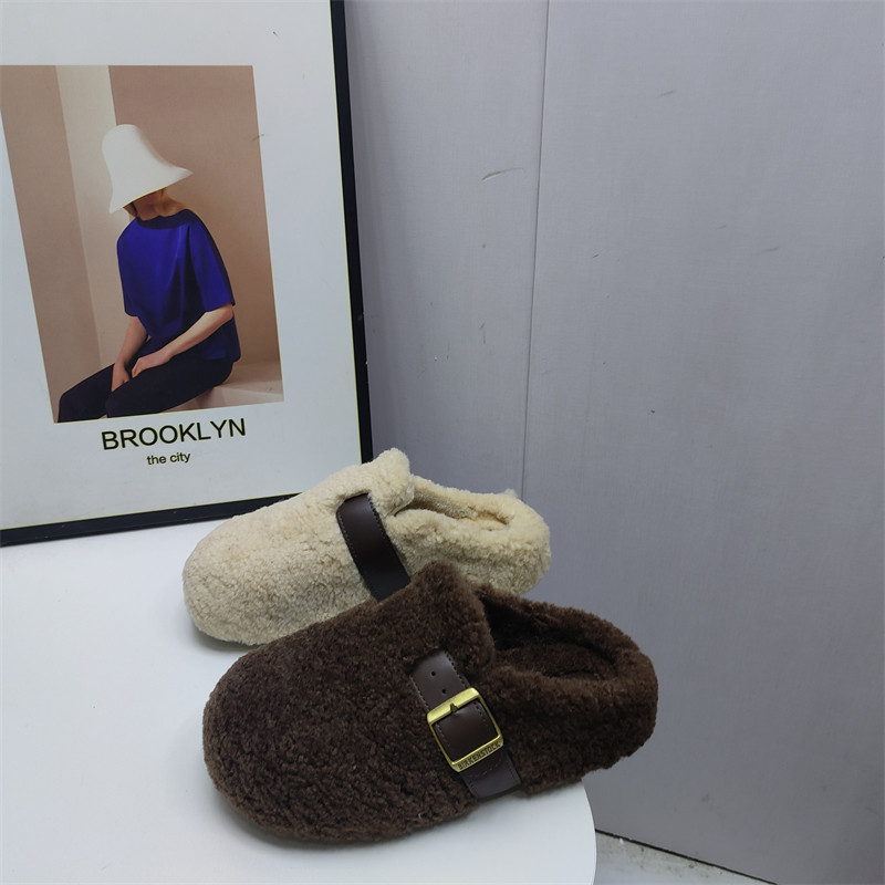 清仓断码25秋冬季新款女鞋包头厚底百搭休闲保暖棉拖鞋外穿半拖