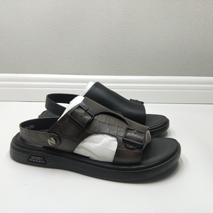 2023夏季新款品牌撤柜男鞋露趾平底休闲真皮沙滩鞋百搭流行凉鞋男