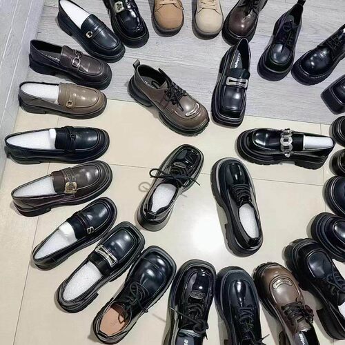 真皮断码尾货套脚乐福厚底百搭