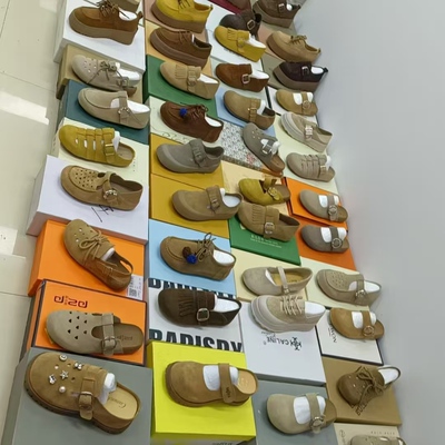 复古一脚蹬瑕疵真皮勃肯鞋女单鞋