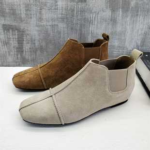 舒适短筒低跟时尚 尾货真皮女单鞋 百搭气质磨砂牛皮单靴 断码 26新款