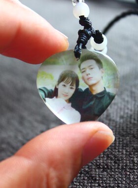 diy水晶项链照片定制情侣款刻字