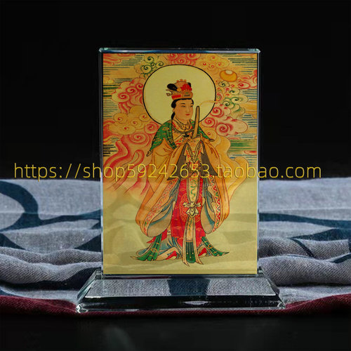 太阴星君画像水晶摆台装饰摆件