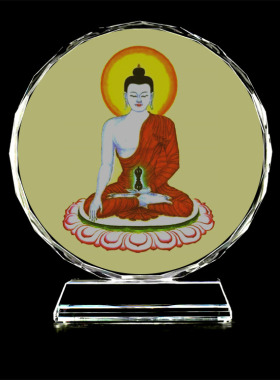 不动佛画像摆台太阳花水晶摆件