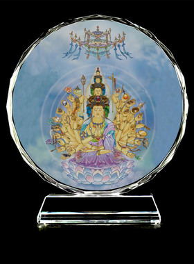 千手观音画像水晶摆件家居摆台