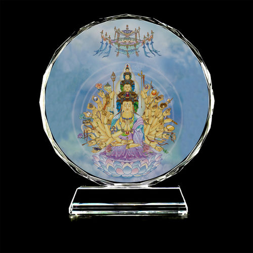 千手观音画像水晶玻璃家居摆设