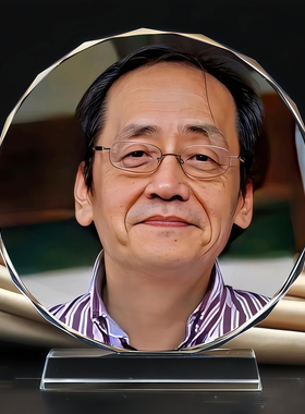 名人倪海厦画像水晶摆件家用玄关书房客厅办公室桌面供奉摆台定制