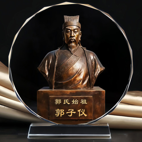 唐朝名将郭子仪令公水晶摆台书房办公室桌面装饰工艺品摆件定制