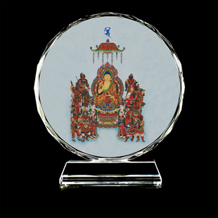 药师佛与十二药叉神将画像水晶玻璃摆件工艺品桌面摆件装饰定制