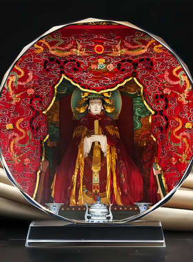 北顶娘娘碧霞元君三仙圣母泰山奶奶水晶摆件供奉桌面装饰摆台定制