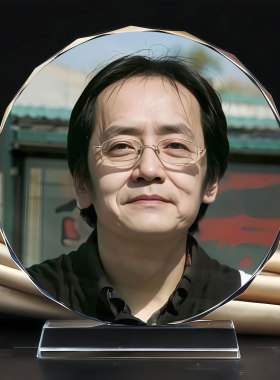 名人倪海厦照片水晶摆件办公室桌面家用书房供奉装饰摆台来图定制