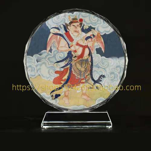 陶天君画像供奉桌面水晶玻璃摆件