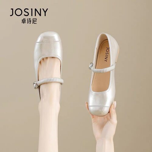 卓诗尼玛丽珍鞋女2025夏季新款法式小皮鞋软底不累脚绝美浅口单鞋