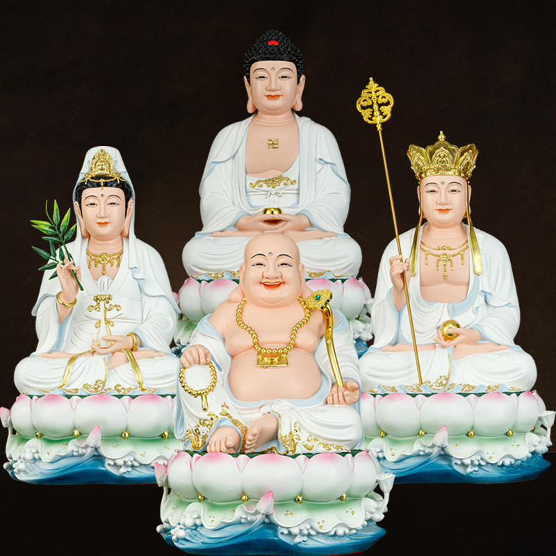 新款笑佛观音佛主佛祖地藏菩萨树脂佛像家用摆件仿陶瓷款19寸弥勒