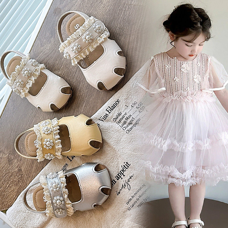 儿童休闲浅口珍珠平底单鞋2026年夏季新款配裙子复古软底玛丽珍鞋