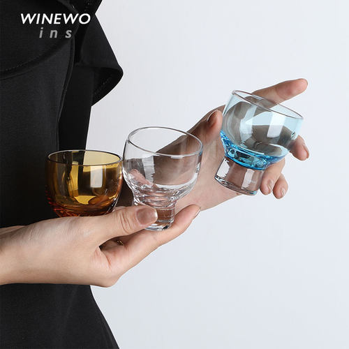 中古日式清酒杯水晶玻璃台杯