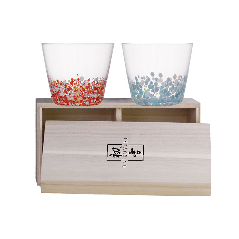 蓝白梦杯日式江户硝子玻璃器酒杯