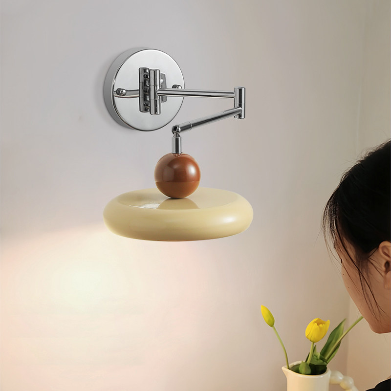 法式复古奶油风摇臂壁灯卧室床头灯免布线带插头中古可旋转长臂灯,家装灯饰光源,壁灯,淘宝优惠券,粉丝福利购,淘宝优惠卷