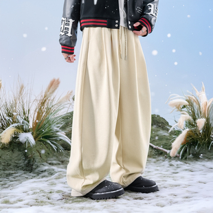 Nuthink美式复古潮牌灯芯绒裤子垂感阔腿卫裤加绒男款2026年春季
