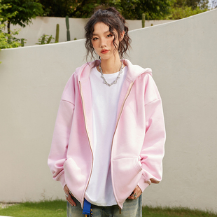 新款 Nuthink美式 拉链外套2025秋季 卫衣潮牌男潮宽松大码 纯色开衫