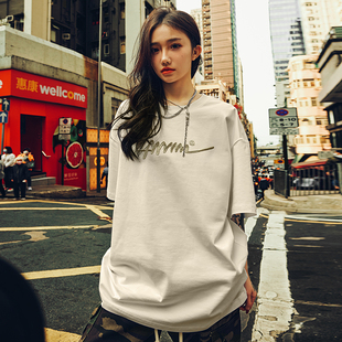 宽松男女2025夏新款 T恤重磅半袖 潮牌复古短袖 Nuthink字母刺绣美式