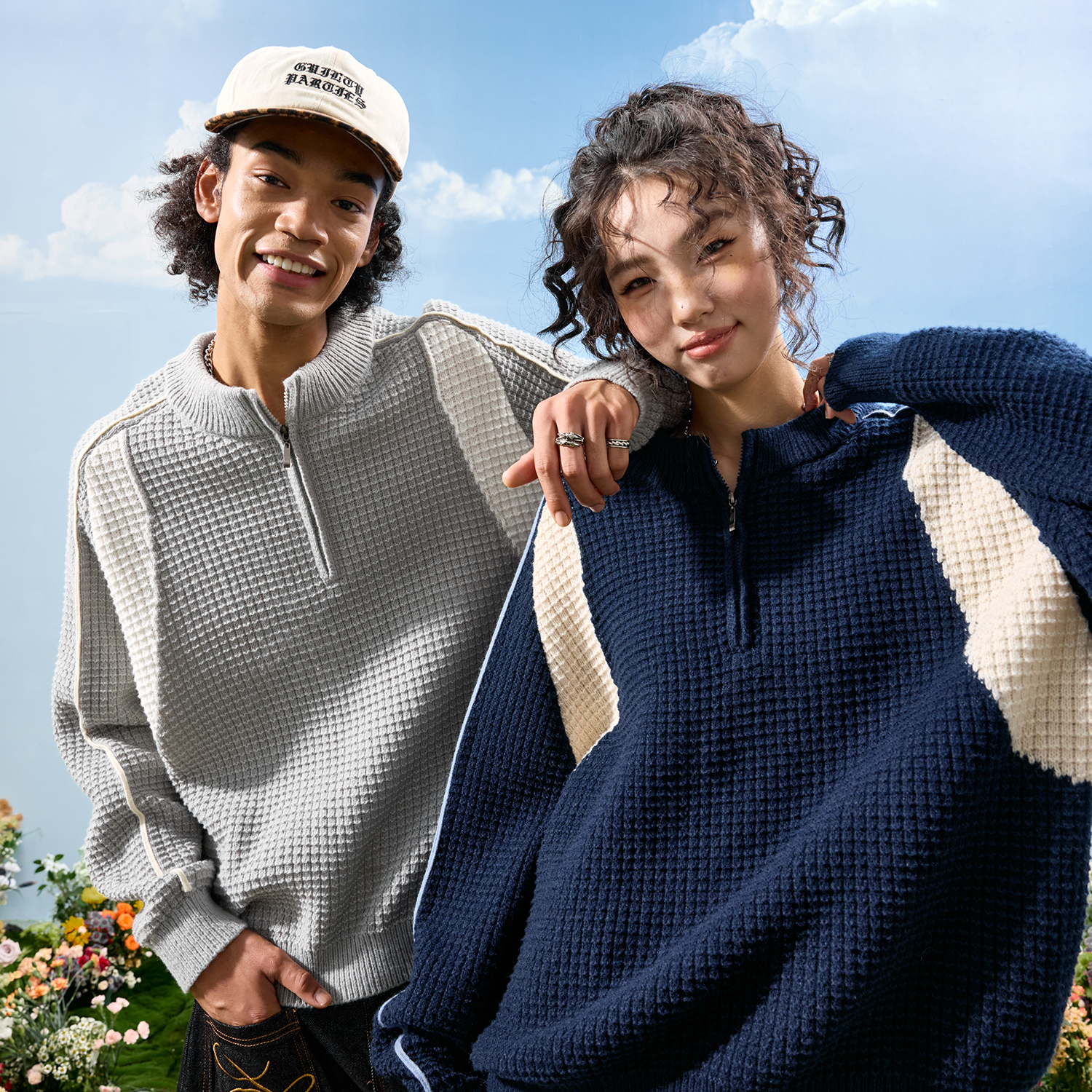 Nuthink复古撞色毛衣针织衫男女