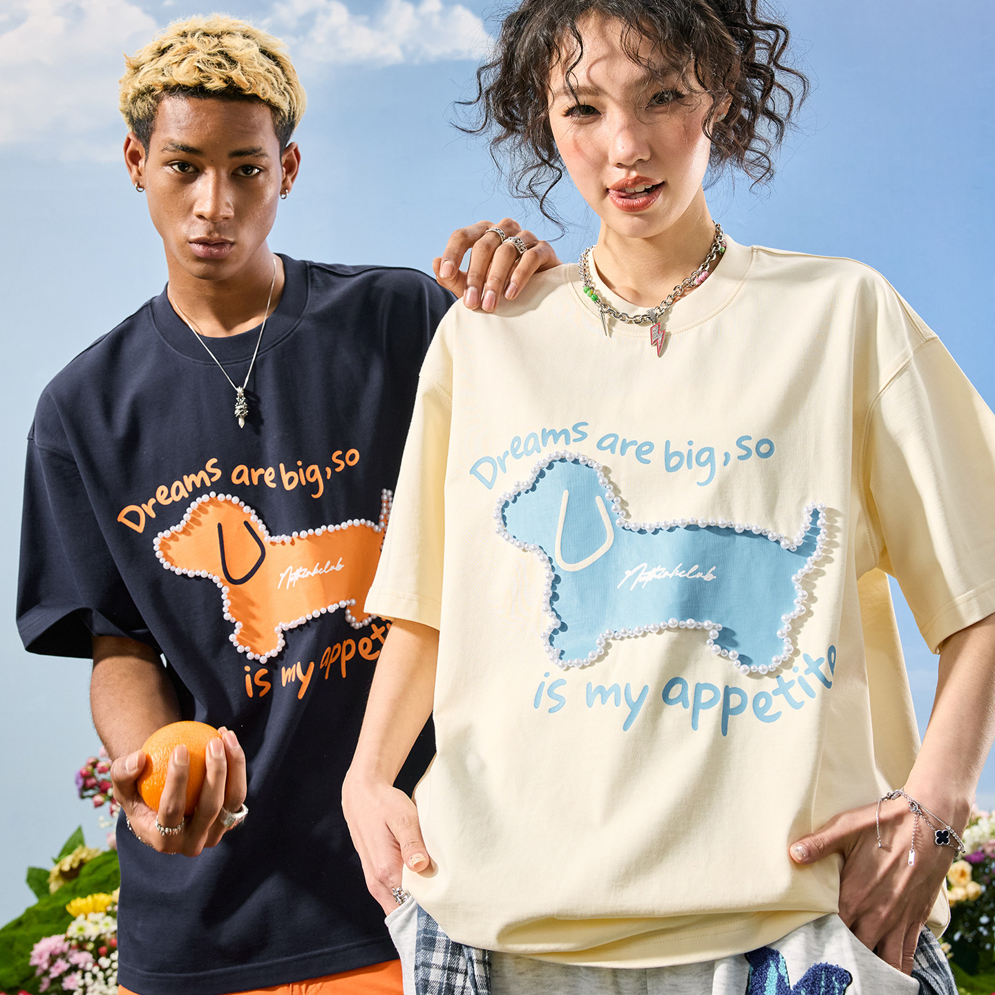 Nuthink珍珠小狗多巴胺短袖T恤