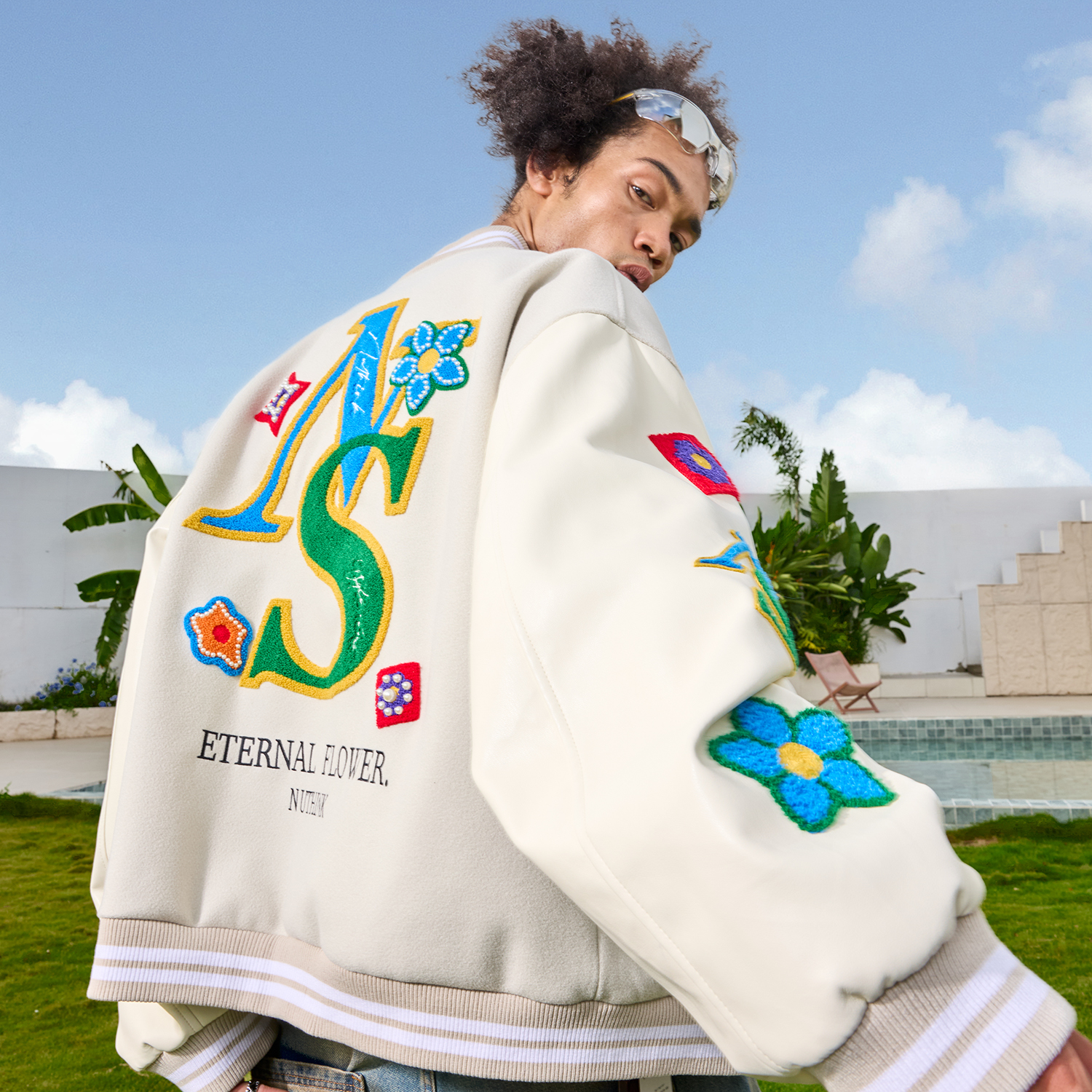 Nuthink美式撞色重工刺绣棒球服