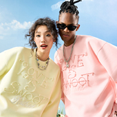 Nuthink多巴胺珍珠圆领加绒卫衣字母重磅潮牌情侣男女2026年春季