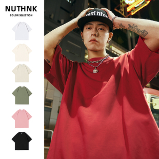 T恤男女纯色打底宽松加肥加大打底2025夏 短袖 Nuthink美式 潮牌大码