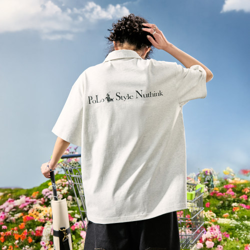 Nuthink字母小狗polo衫新款男女