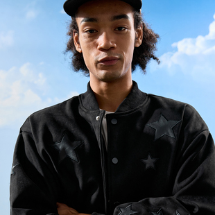 Nuthink美式 潮牌麂皮绒棒球服夹克外套五角星刺绣男女2025冬新款