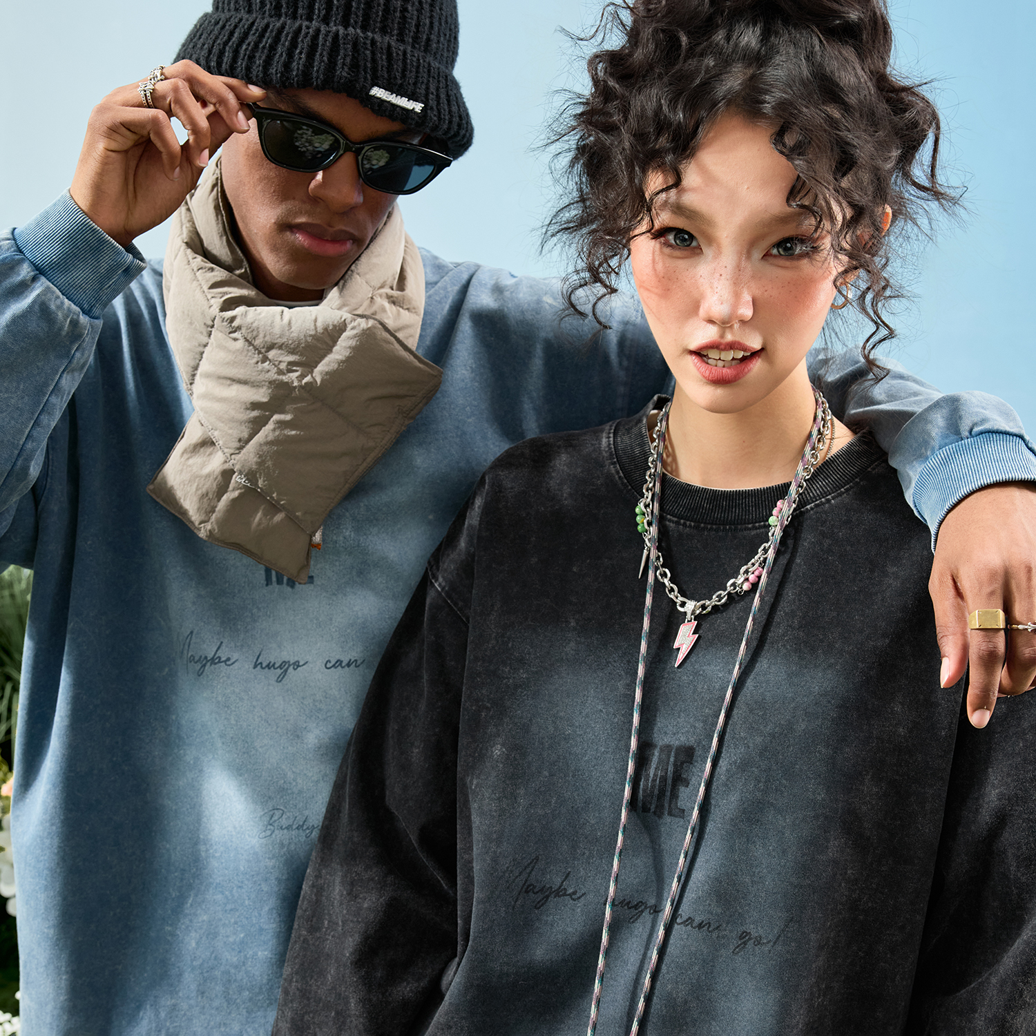 Nuthink水洗做旧长袖T恤男女